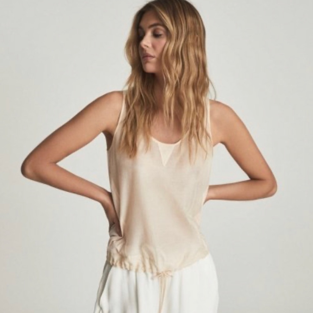 Reiss Silk-blend See-through Sleeveless Top